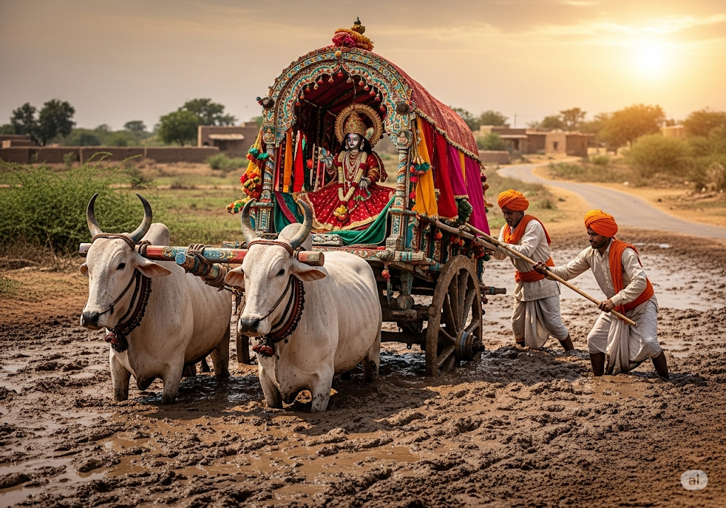 Chariot stuck in mud